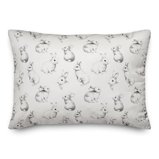 Sketch Bunny Pattern Throw Pillow